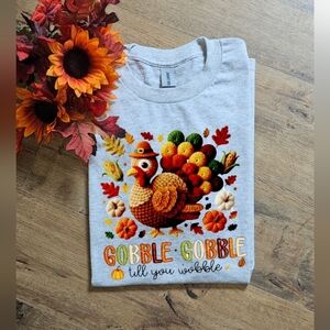 Gobble Till You Wobble Turkey Trendy Thanksgiving T Shirt